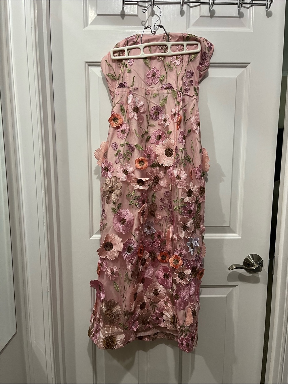 Pink Floral Halter Midi Dress with Front Slit - Picture 2 of 7